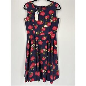 NWT Fifties Chic Retro Fit & Flare Strawberry Dress - Size Medium